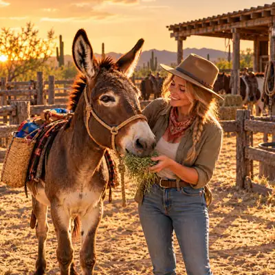 Walking with a donkey in Baja California Sur