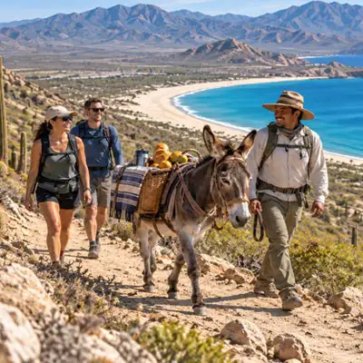 Donkey hiking tour through Baja