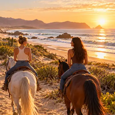 Horseback riding in the morning light in Baja